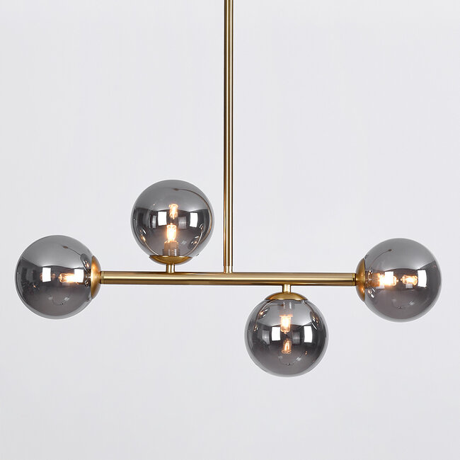 Designer ceiling lamp in Gold with smoked glass, 4-light - Asun