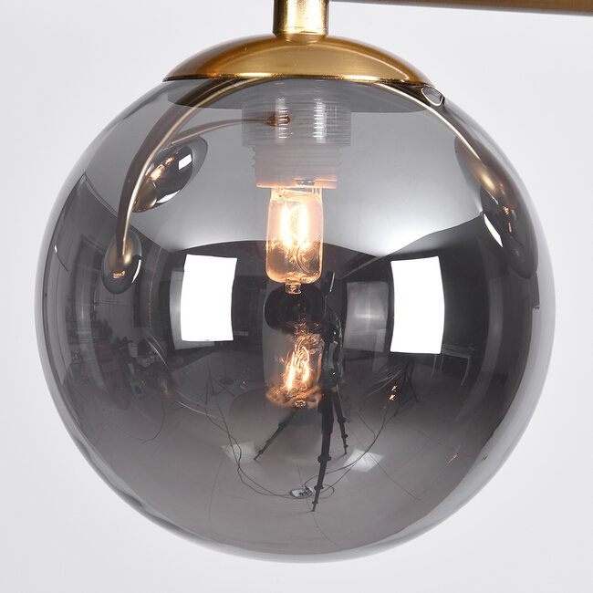 Designer ceiling lamp in Gold with smoked glass, 4-light - Asun