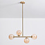 Pendant light Asun with golden frame and amber glass globes