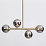 Asun pendant lamp with Golden frame and smoked glass spheres with Mirror effect