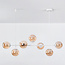 Designer pendant lighting with white frame and amber glass spheres - Hepta