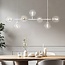 Designer pendant lighting with white frame and opal white or transparent glass - Hepta