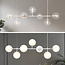 Designer pendant lighting with white frame and opal white or transparent glass - Hepta