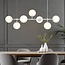 Designer pendant lamp with white frame and opal white or transparent glass - Hepta