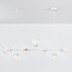 Designer pendant lamp with white frame and opal white or transparent glass - Hepta