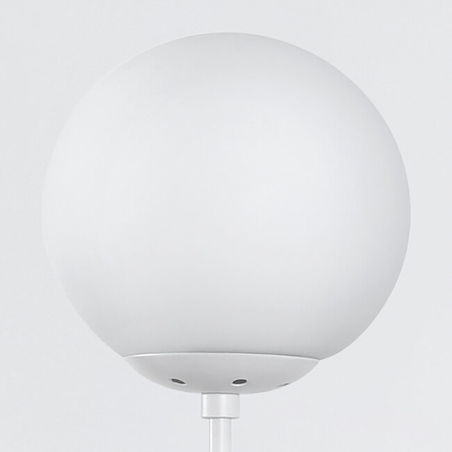 Designer pendant lamp with white frame and opal white or transparent glass - Hepta