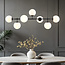 Designer pendant lamp with Black frame and opal white glass - Hepta