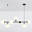 Designer pendant lamp with Black frame and opal white glass - Hepta