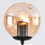 Designer pendant lamp with black frame and amber glass spheres - Hepta