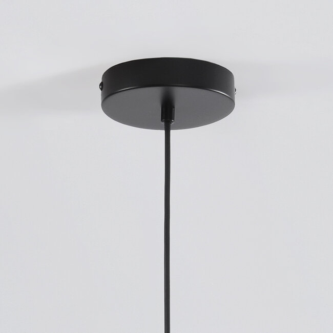 7-light pendant light Hepta - amber glass and black