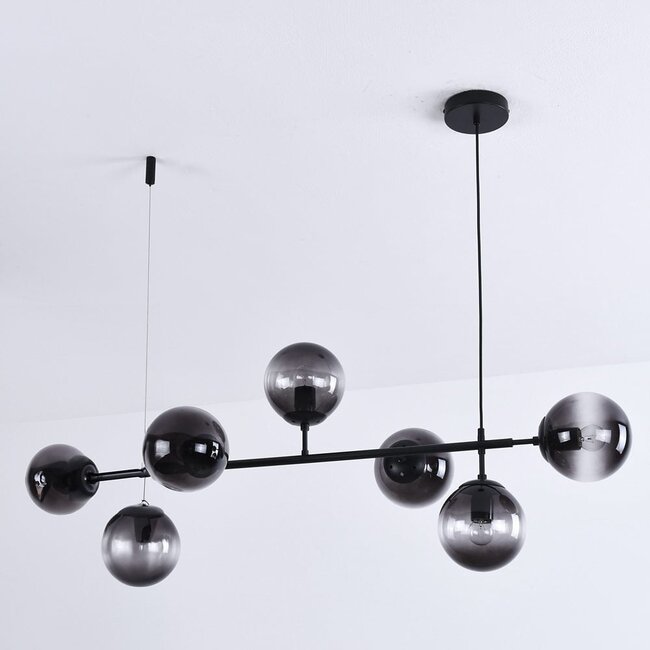 Designer lighting pendant lamp with Black frame and smoked glass