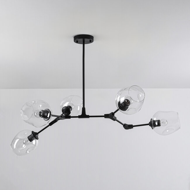 5-light pendant light Salome - clear glass and black