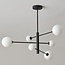 Black designer ceiling lamp with opal white glass, 6-light - Sest
