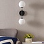 2-light wall light Runda - opal glass and black