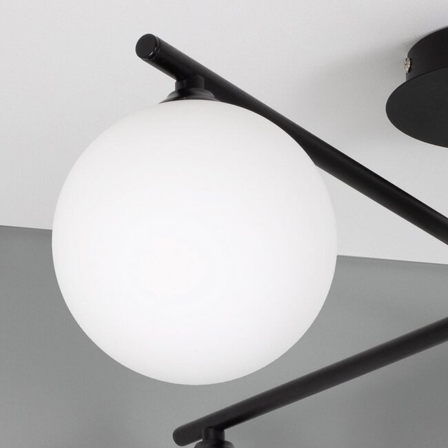 4-light ceiling light Nymo - opal glass and black