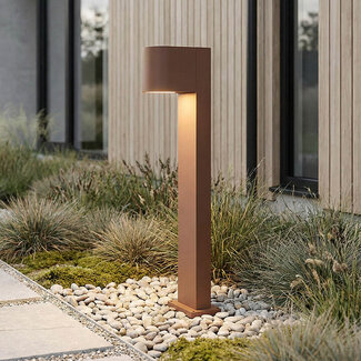 Industrial outdoor floor light Simone - rust brown 50 cm