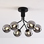 Black ceiling lamp with smoked glass and mirror effect, 6-light - Leon