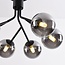 Black ceiling lamp with smoked glass and mirror effect, 6-light - Leon