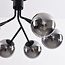 Black ceiling lamp with smoked glass and mirror effect, 6-light - Leon