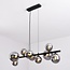 Designer pendant light Ennea in smoked glass with mirror effect, 9-light