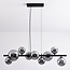 9-light pendant light Ennea - mirrored smoked glass and black