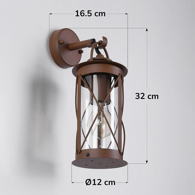 Alicia stainless steel industrial wall lamp - rust brown