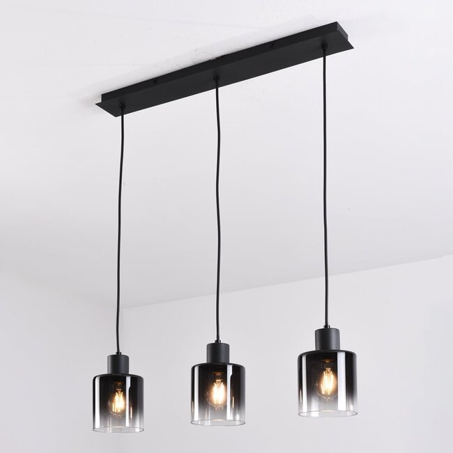 3-light pendant light Lyra - gradient smoked glass and black