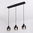 3-light pendant light Lyra - gradient smoked glass and black