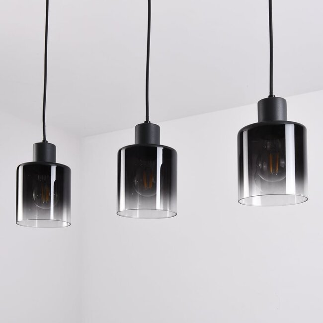 3-light pendant light Lyra - gradient smoked glass and black