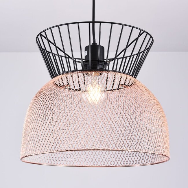 Modern pendant lamp black with copper - Netti