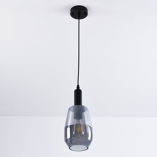 Mala pendant light - smoked glass elongated sphere