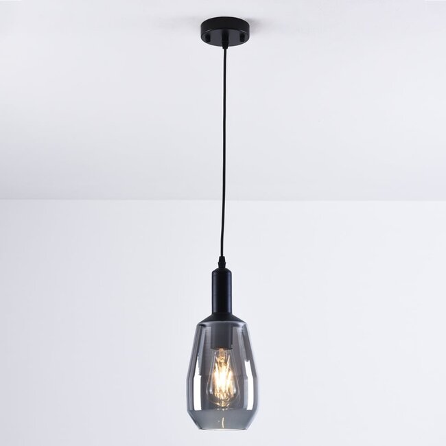 Mala pendant light - smoked glass elongated sphere