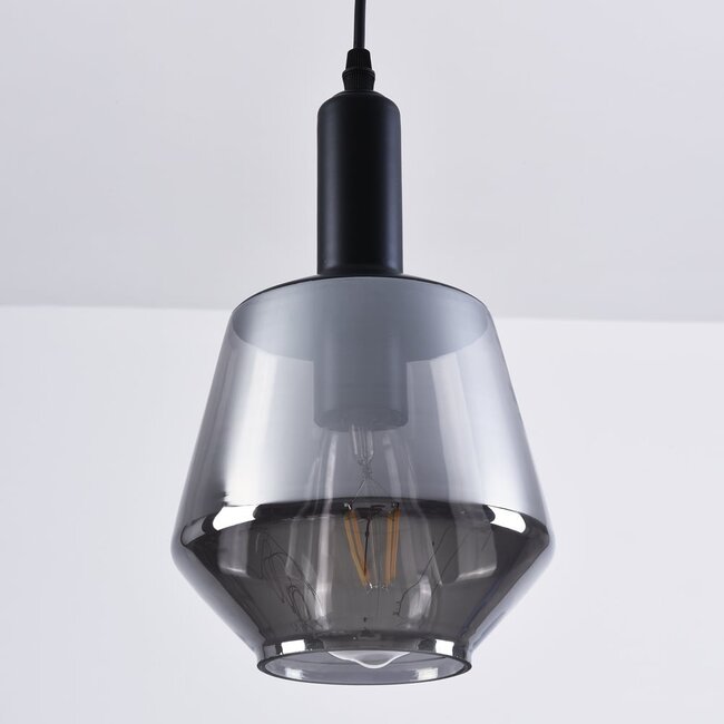 pendant light Mala - smoked glass elongated globe
