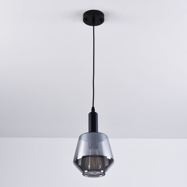 pendant light Mala - smoked glass elongated globe
