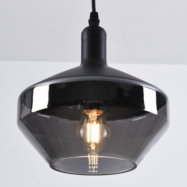 1-light pendant lamp Mala smoked glass - wide glass