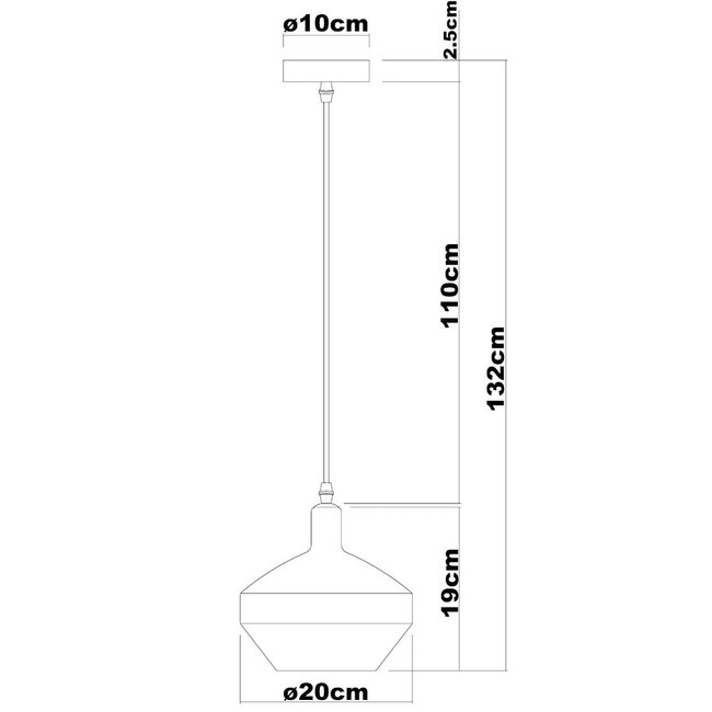 1-light pendant lamp Mala smoked glass - wide glass