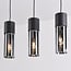 3-light pendant light Esila - elongated smoked glass and black