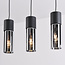 Black pendant lamp with 3-light and smoked glass - Esila