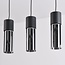 3-light pendant light Esila - elongated smoked glass and black