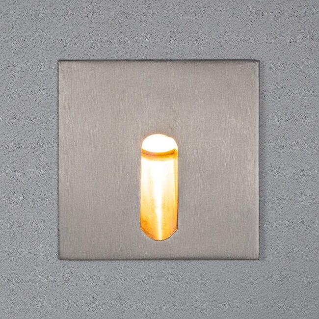 Square recessed wall light with elongated opening for outdoor use 3W - silver