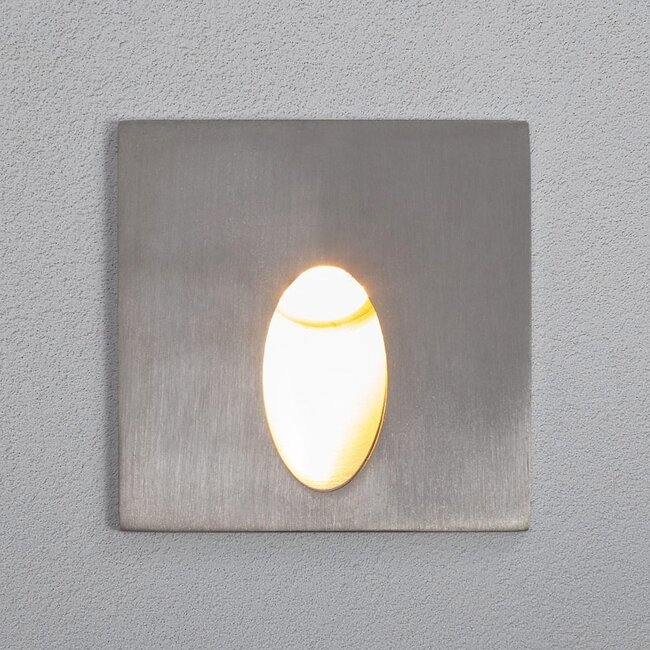 Square recessed outdoor wall light with oval opening 3W - silver