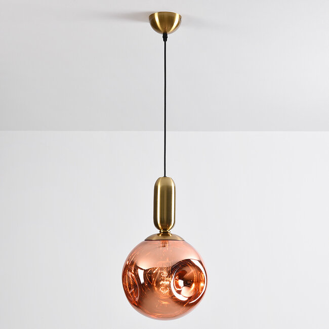 Lewis -light pendant lamp with wavy glass - rose gold