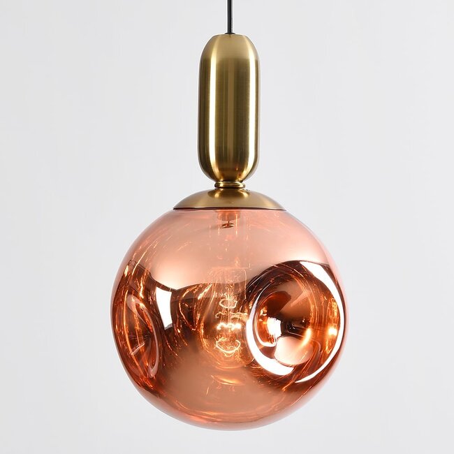 Lewis -light pendant lamp with wavy glass - rose gold