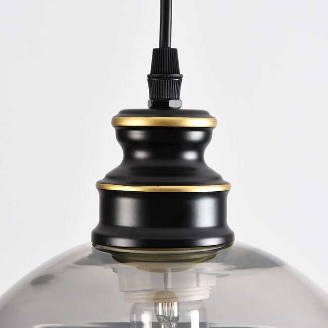 pendant light Sofie - smoked glass round Art Deco globe