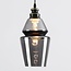 pendant light Sofie - smoked glass elongated Art Deco globe