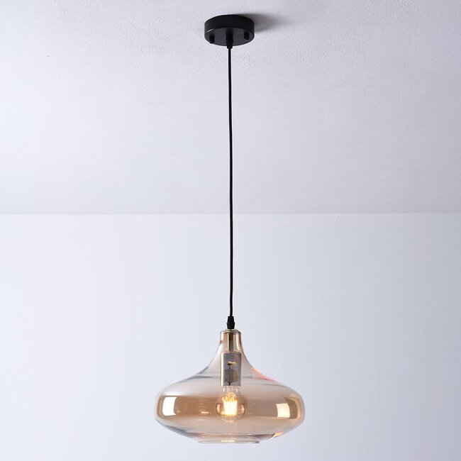 1-light pendant light Trinidad - large amber glass shade