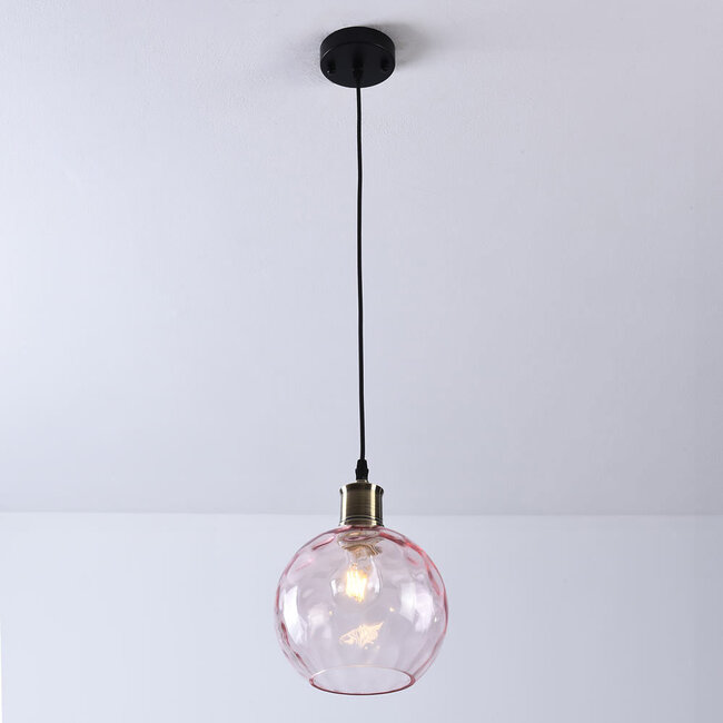 1-light pendant lamp Verona - pink glass