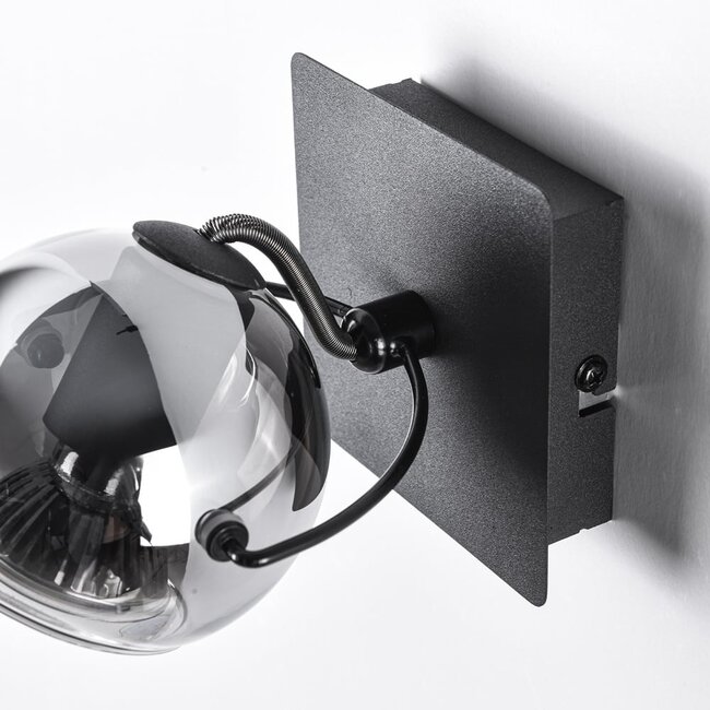 Adjustable wall spotlight Jace - smoked glass and black