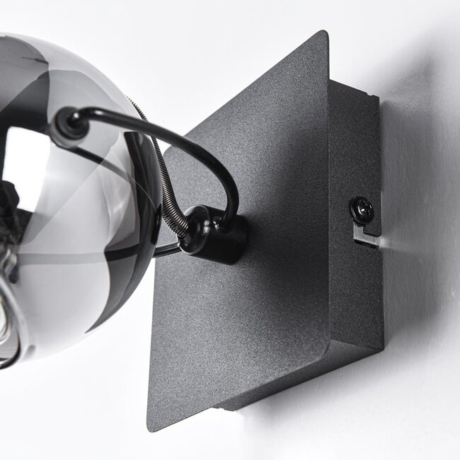 Adjustable wall spotlight Jace - smoked glass and black