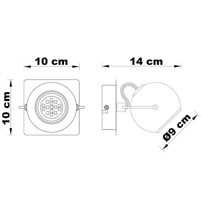 Rotatable recessed wall spotlight with smoked glass - Jace